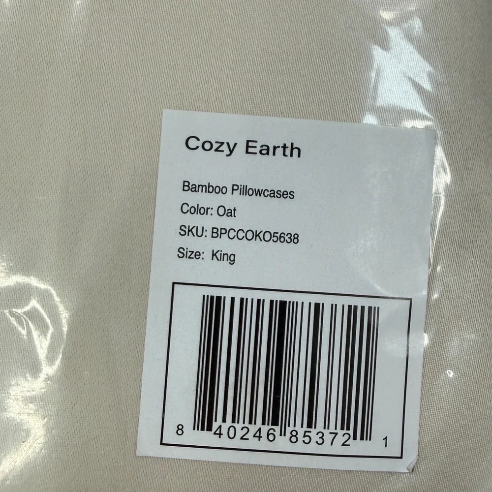 Cozy Earth Unisex King Bamboo Pillowcases Oat Viscose Cooling NWT BPCCOKO5638
